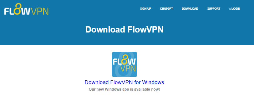 FlowVPN Anmeldebildschirm