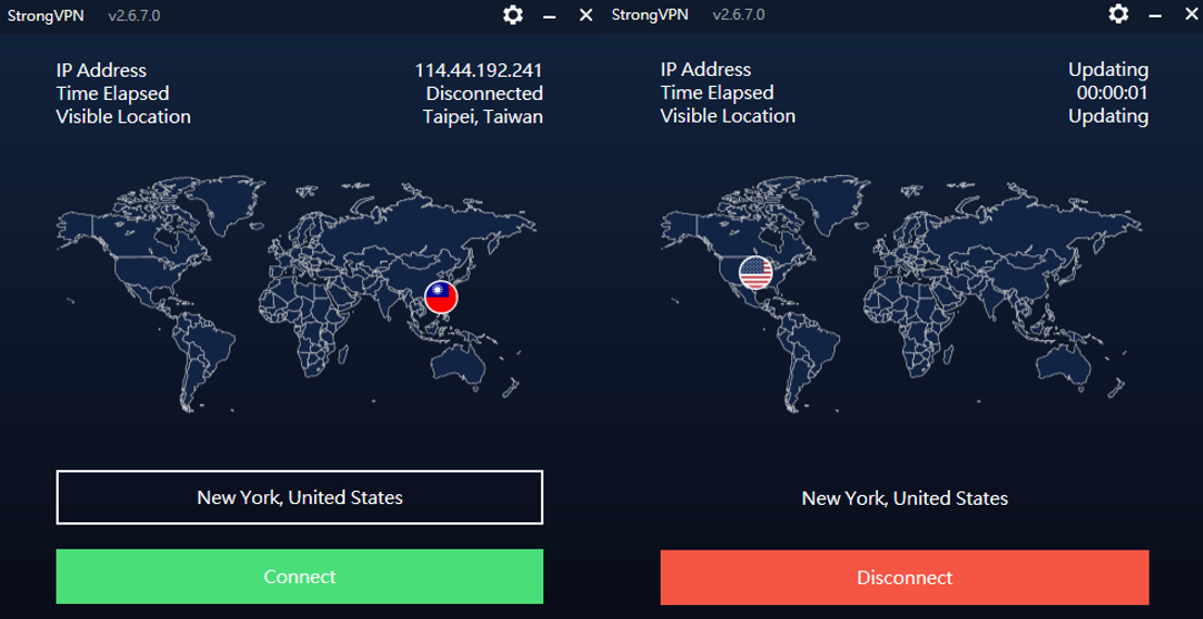 StrongVPN Server-Auswahl